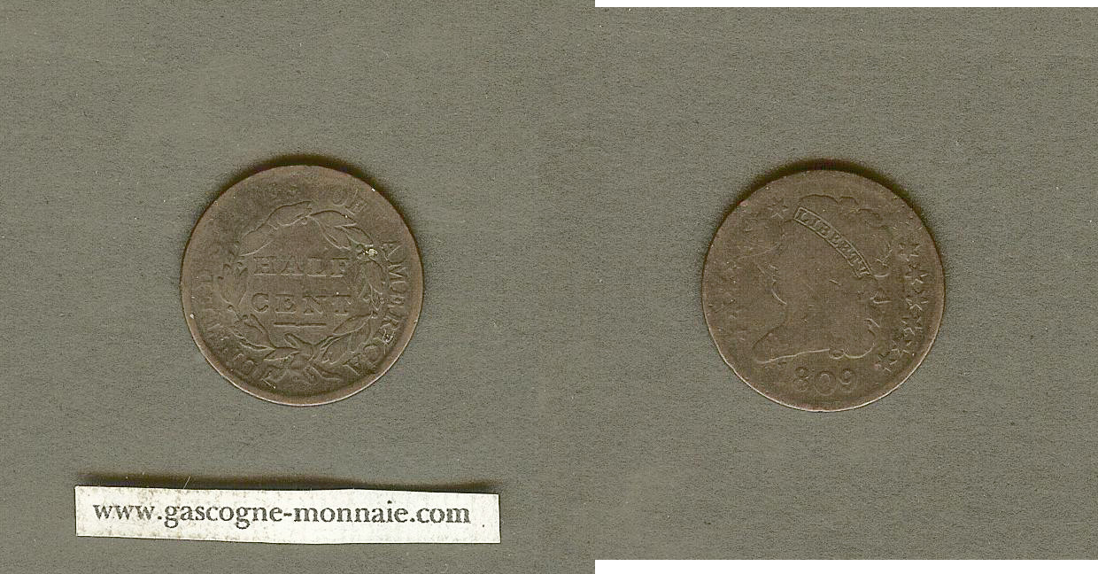 USA half cent 1809 VG+